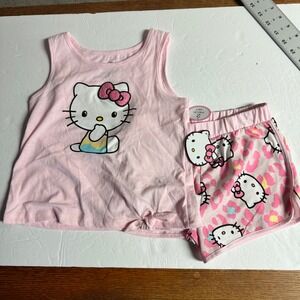 Hello Kitty Girls 6X Pink Tank Top & Leopard Print Shorts 2-Piece Set Cute